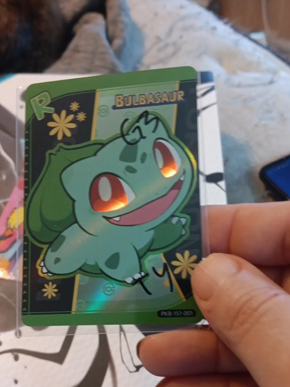 Pokemon Bulbasaur Trading Card - Green, Red, Pink